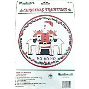 WonderArt Christmas Embroidery Kit Santa Reindeer